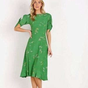 Faithfull the Brand Green Floral Midi Dress